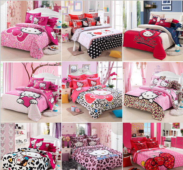 Ȩ  ħ ȭ  ŰƼ ħ Ʈ ̺ Ŀ ħ Ʈ  Ŀ /New arrival Home textiles bedclothes Child Cartoon pattern Hello kitty bedding sets include duvet